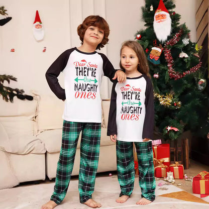 Plaid Alphabet Cartoon Christmas Parent-Child Dress Printed Christmas Pajamas