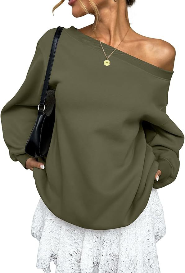 Off Shoulder Sweatshirt Women Oversized Casual Pullover