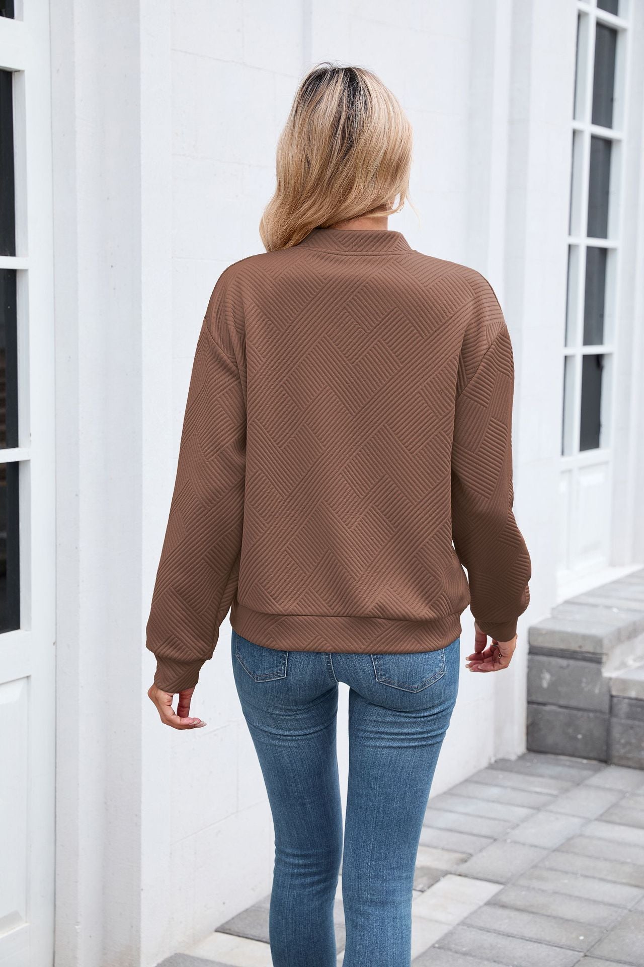 Women's Casual Zip Up Sweatshirt Jacket Long Sleeve Quilted