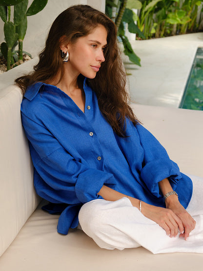 Women's Oversized Button Down Shirt Long Sleeve Blouse