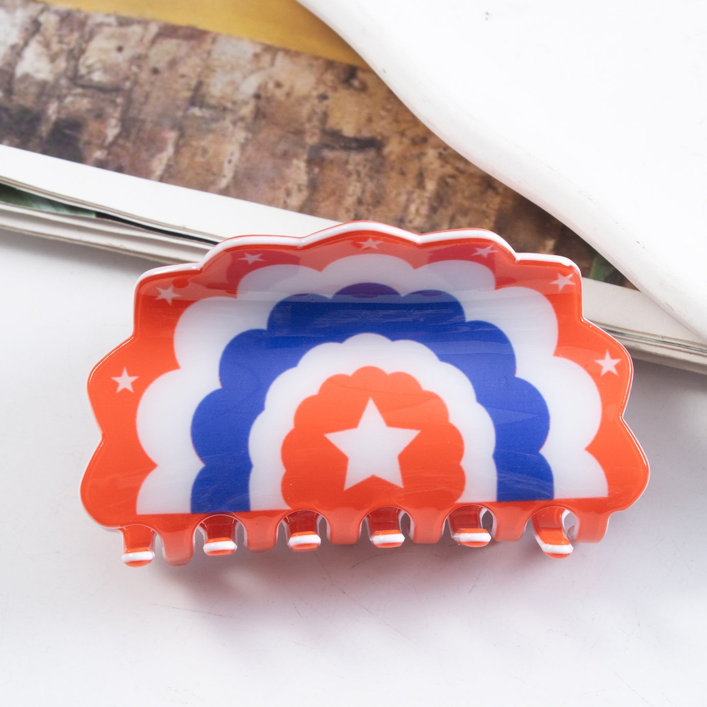 4th of July American Flag Hair Claw Clip USA