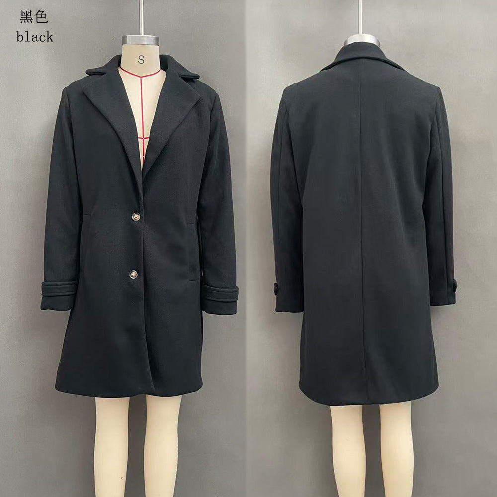 Women's Vintage Lapel Single Breasted Mid Long Coat