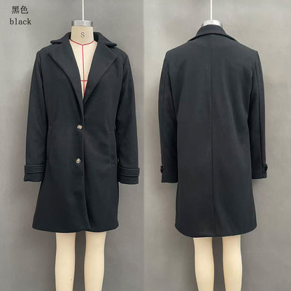 Women's Vintage Lapel Single Breasted Mid Long Coat