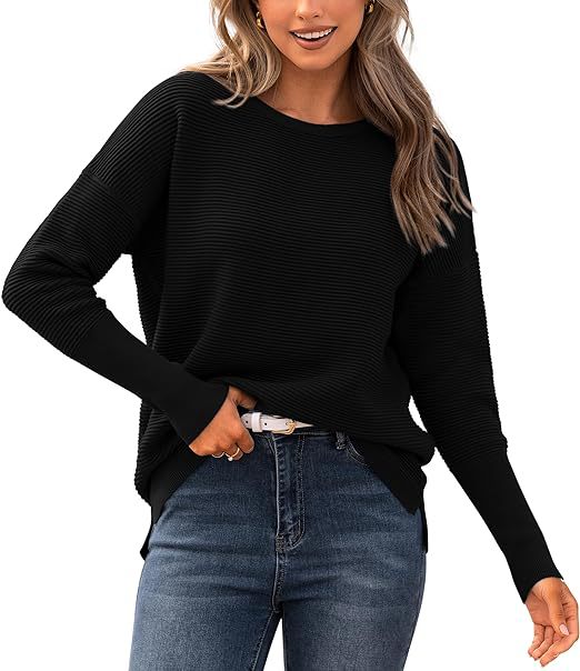 Women's Striped Crew Neck Pullover Knit Sweater