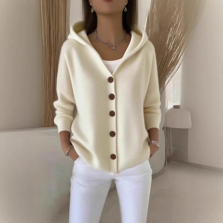 Women's Hooded Button Down Knit Cardigan Sweater