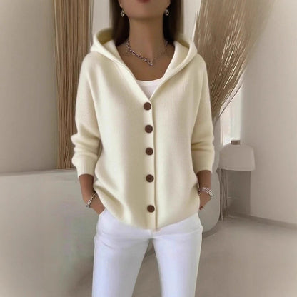 Women's Hooded Button Down Knit Cardigan Sweater