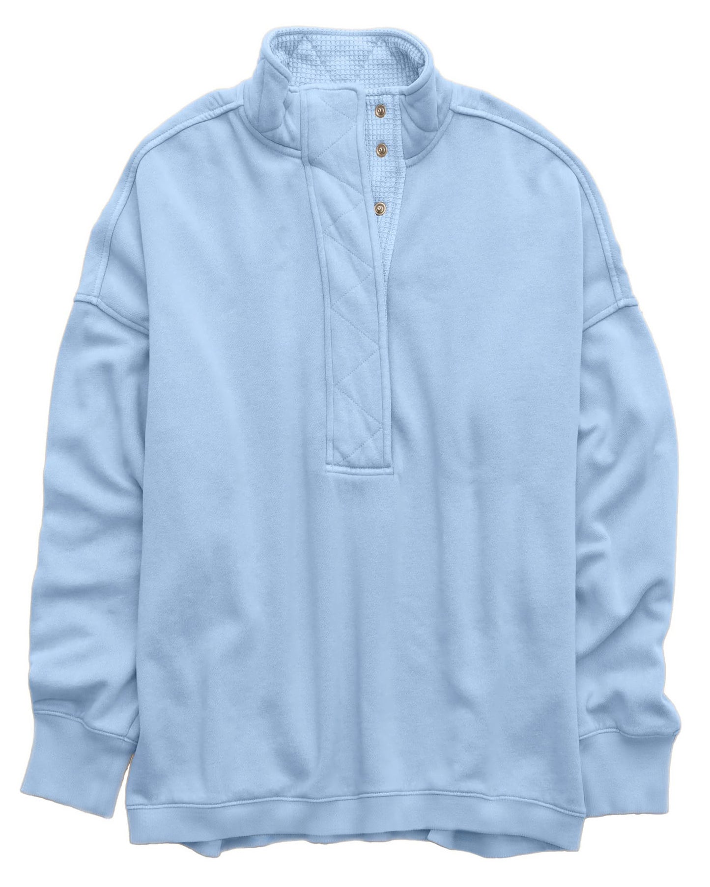 Half Snap Pullover Sweatshirt Oversized Long Sleeve