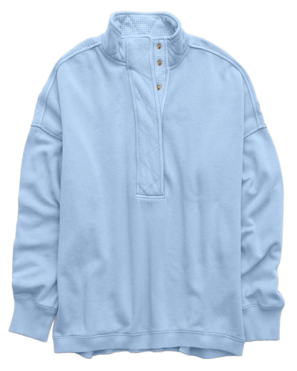 Half Snap Pullover Sweatshirt Oversized Long Sleeve
