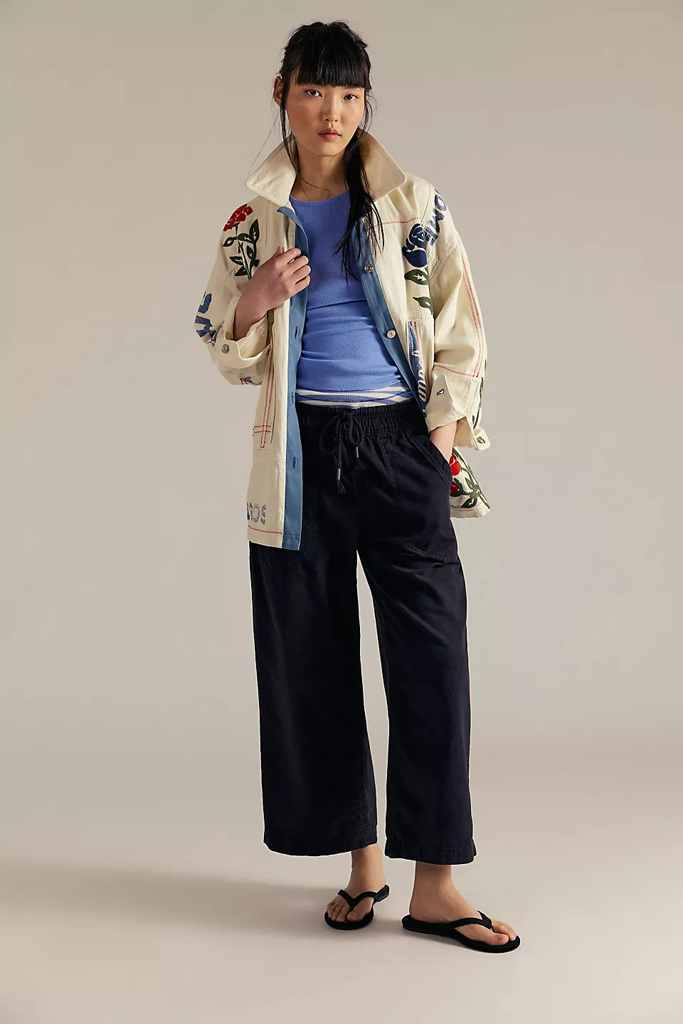 Women's Baggy Wide Leg Drawstring Jeans