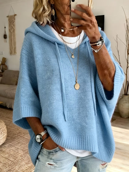 Oversized Knit Hoodie Sweater Women Loose Pullover