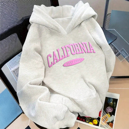 California Letter Graphic Oversized Hoodie Pullover