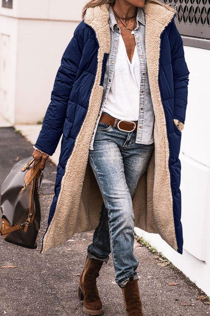 Women's Long Hooded Puffer Coat Sherpa Lined Winter
