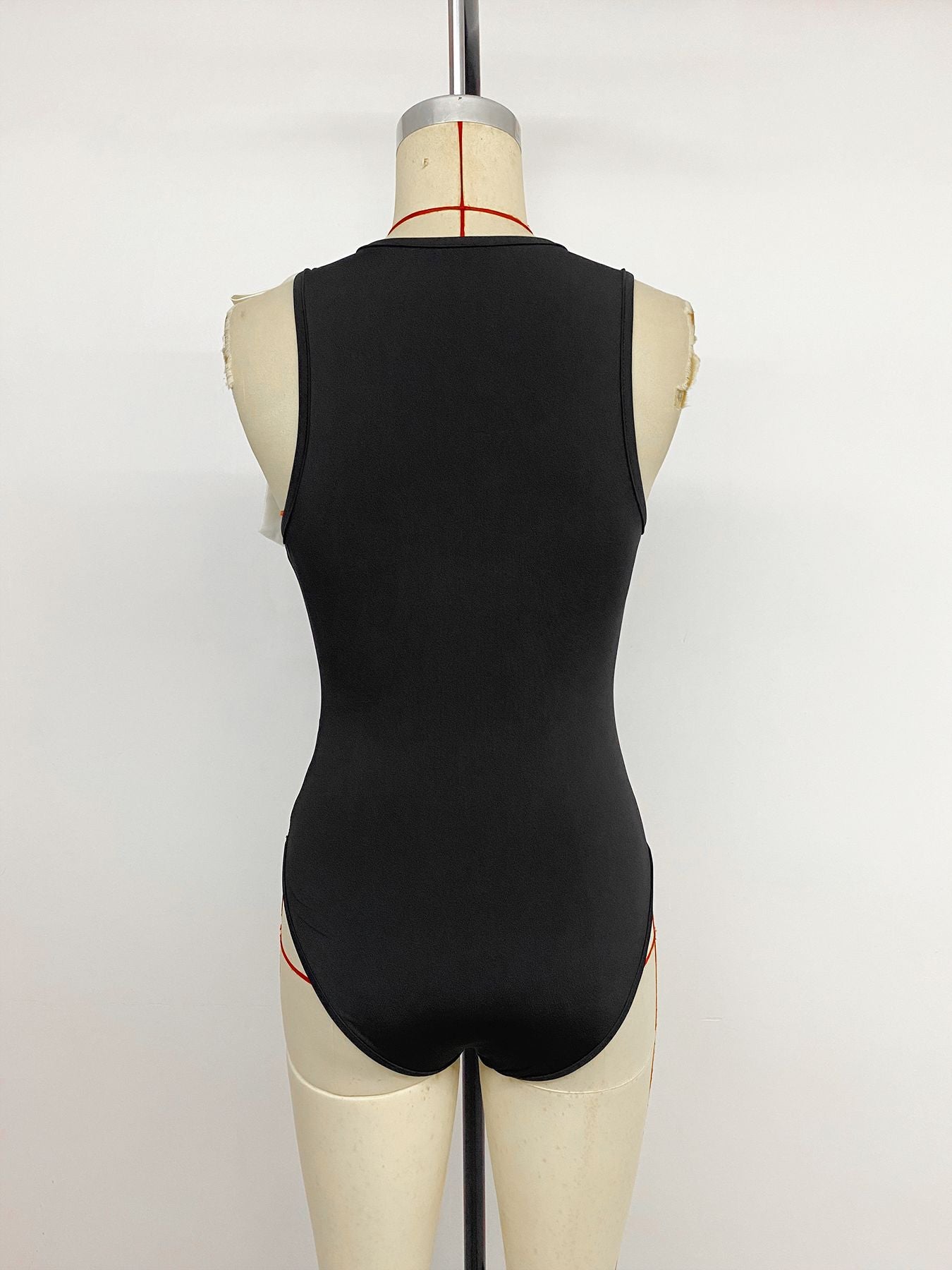 Contrast Bow Sleeveless Bodysuit Slim Fit Going Out Top