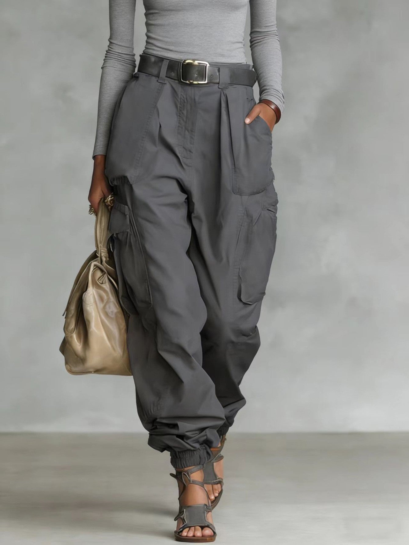 Women's Baggy Cargo Pants High Waisted Wide Leg Pockets