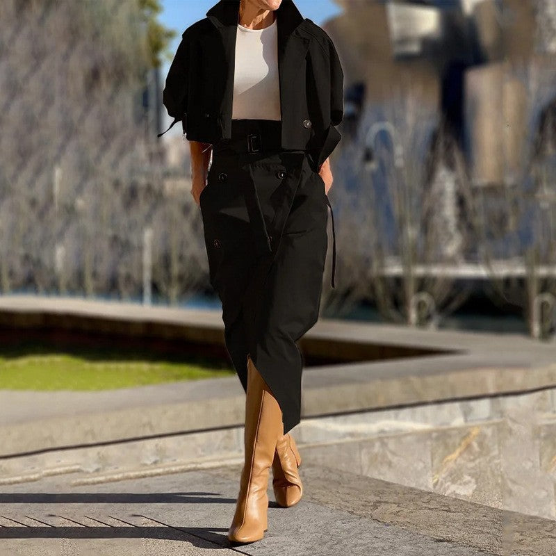 Women's 2 Piece Crop Blazer & Pants Set Casual Chic
