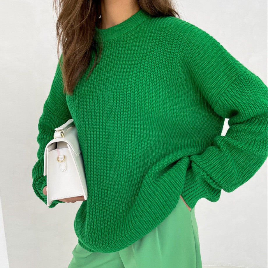 Women's Oversized Chunky Knit Crew Neck Pullover Sweater