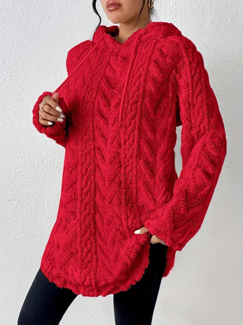 Women's Textured Sherpa Hoodie Drawstring Pullover
