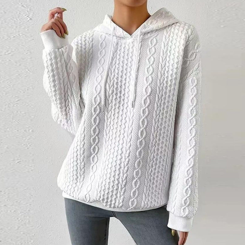Women's Oversized Cable Knit Hoodie Sweater