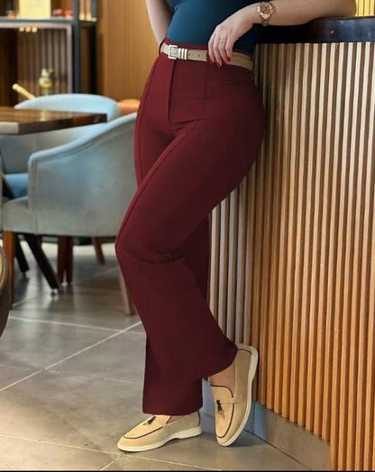 Women's High Waisted Tailored Straight Leg Dress Pants