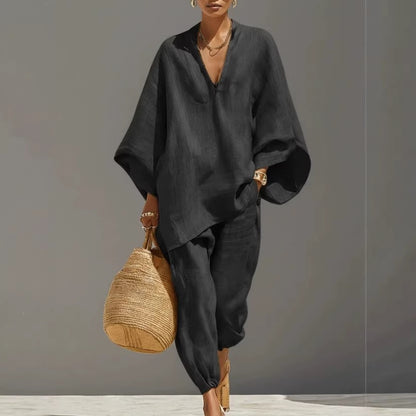 Oversized Woven Shirt & Capri Pants Matching Set