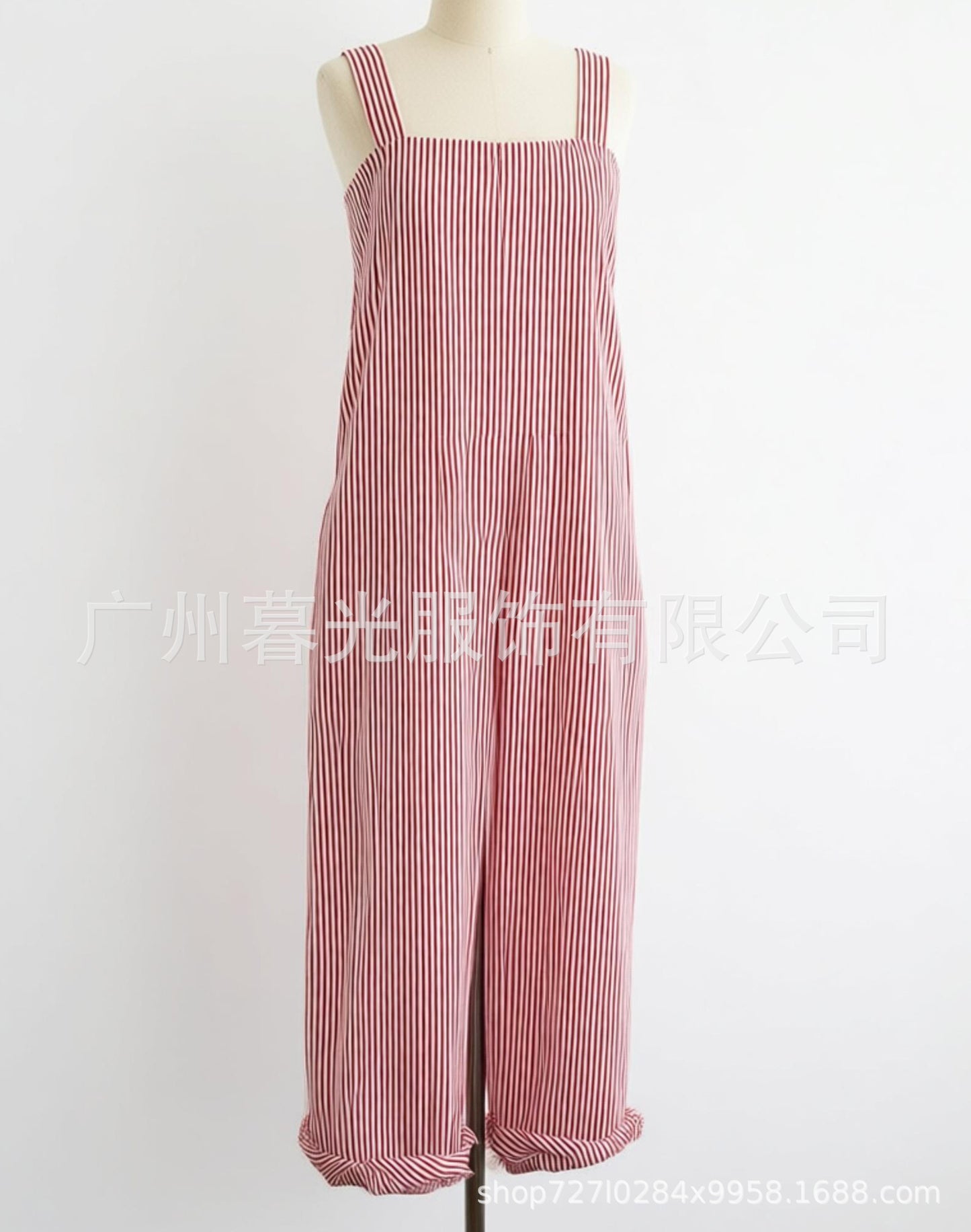 Women Striped Wide Leg Jumpsuit Casual Summer Boho