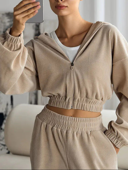 Women's 2 Piece Hoodie Wide Leg Pants Set