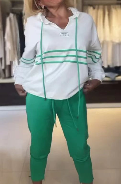 Women's Color Block Hoodie Jogger Lounge Set