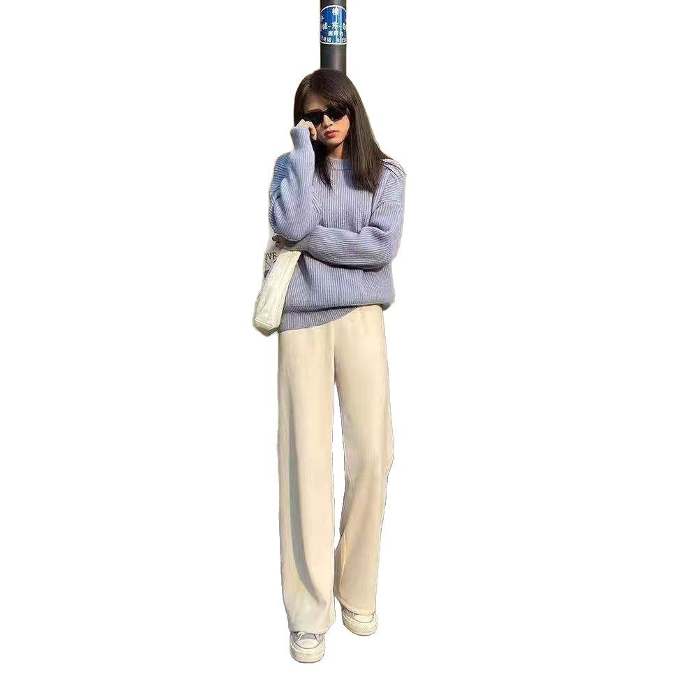 Women's Fleece Lined Chenille Wide Leg High Waist Pants