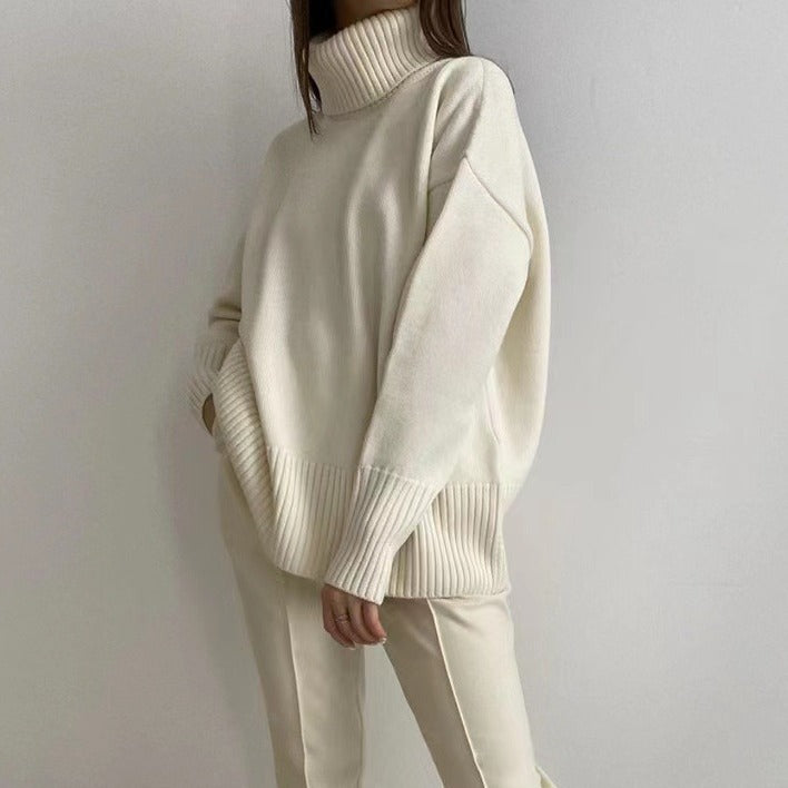 Women's Chunky Turtleneck Sweater Cozy Knit Pullover