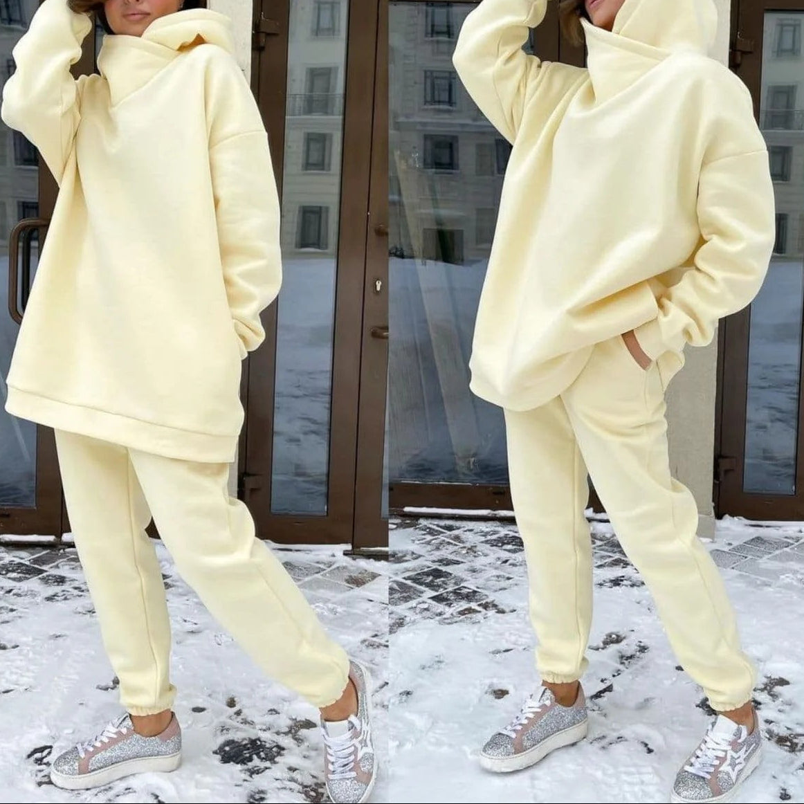 Women's Oversized Hoodie Jogger Two Piece Lounge Set