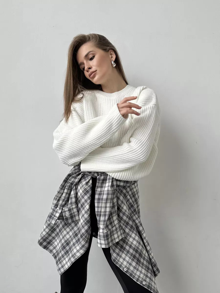 Women's Oversized Crewneck Chunky Knit Pullover Sweater