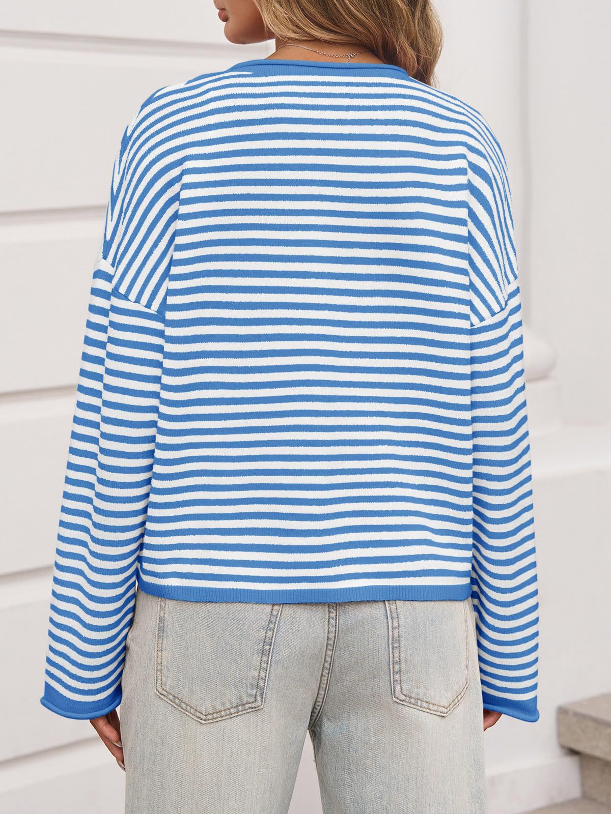 Striped Color Block Cardigan Sweater | Long Sleeve Casual Open Front