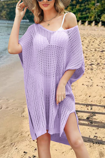 Crochet Swim Cover Up Dress V Neck Beach Knit Coverup