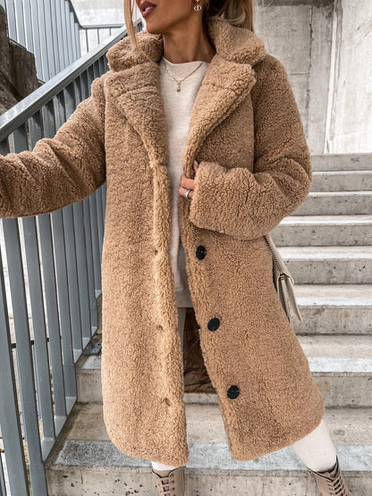 Fuzzy Teddy Coat Faux Fur Jacket Long Sleeve Outerwear