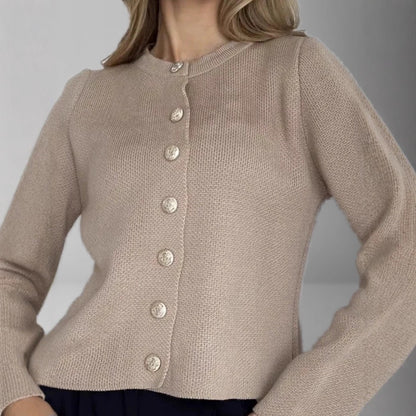 Women's Crew Neck Button Front Knit Cardigan Sweater