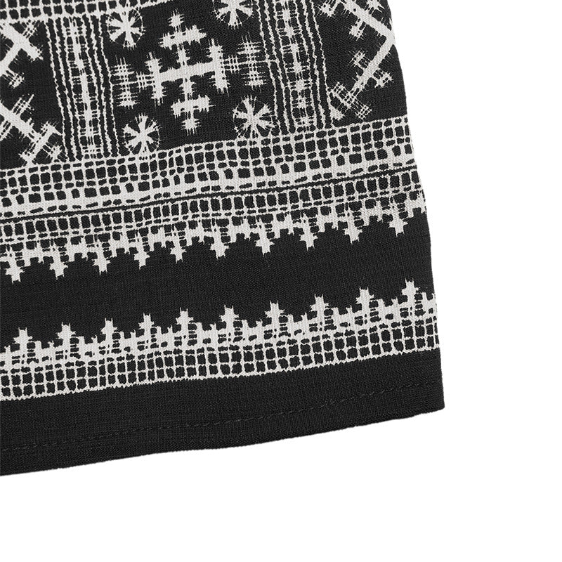 Boho Two Piece Set Women Sleeveless Top Wide Leg Pants Tribal Print