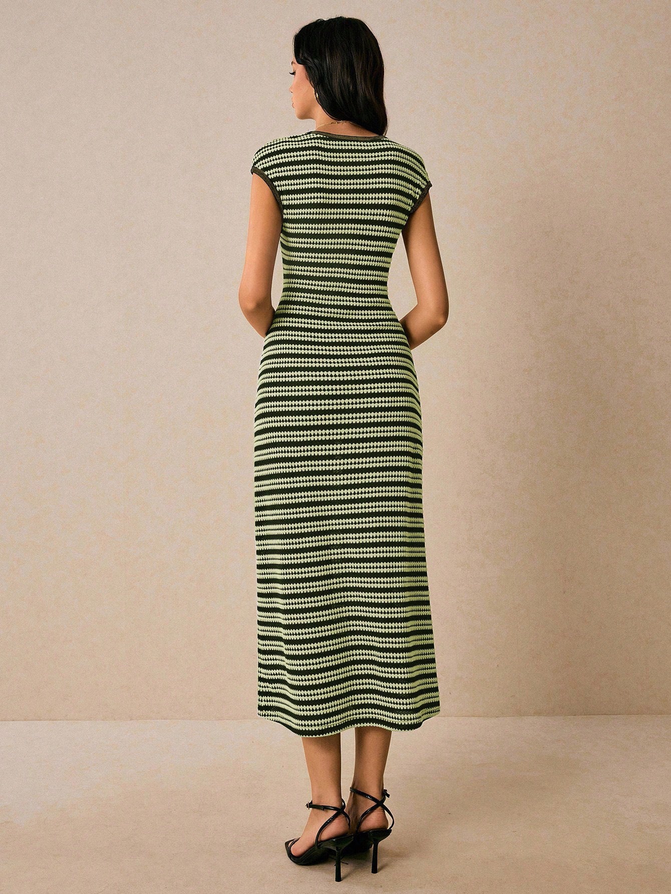 Striped Knit Bodycon Maxi Dress Casual Summer Outfit