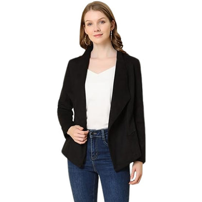 Women's Faux Suede Open Front Cropped Blazer Jacket