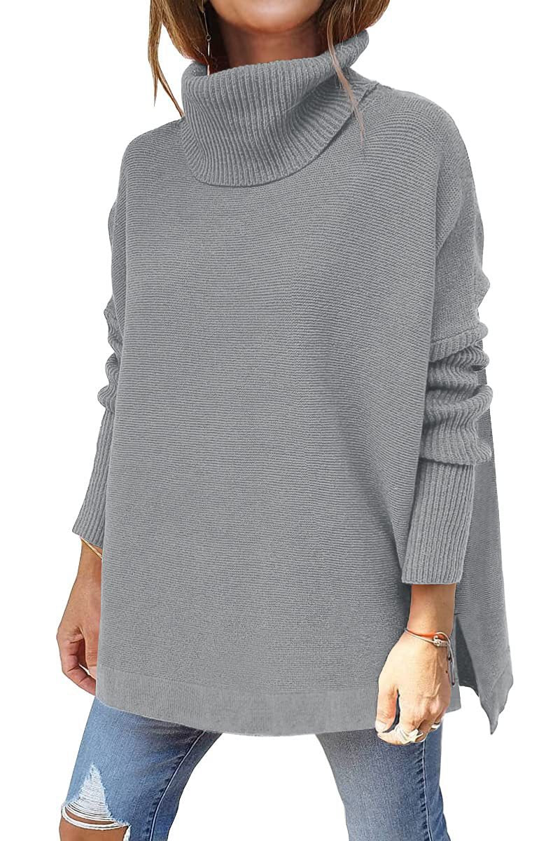 Women's Oversized Turtleneck Batwing Sleeve Sweater Tunic