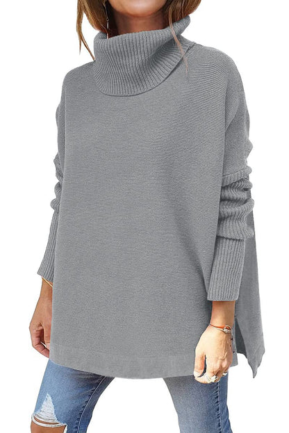 Women's Oversized Turtleneck Batwing Sleeve Sweater Tunic