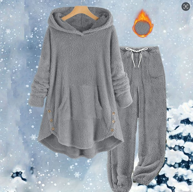 Women's Sherpa Fleece Hoodie Jogger Lounge Set