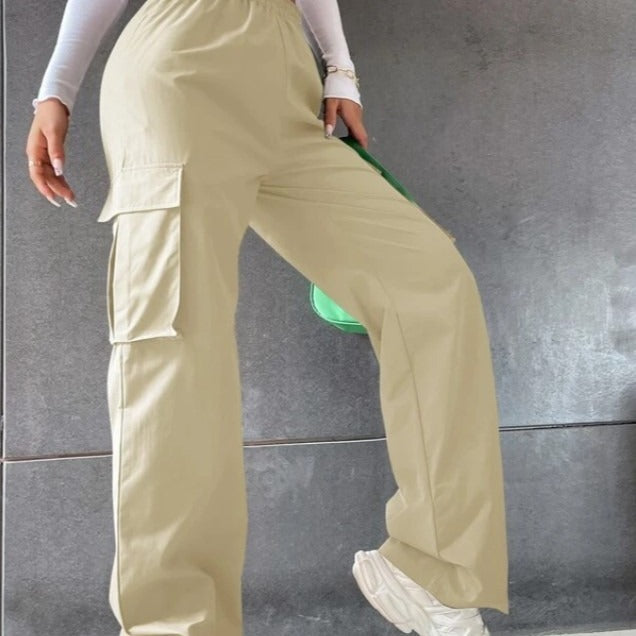 Women's High Waist Wide Leg Cargo Pants Loose Fit Trousers