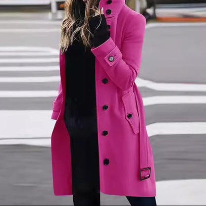 Women's Winter Mid-Length Single Breasted Wool Coat