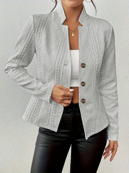 Women's Textured Button Front Casual Blazer