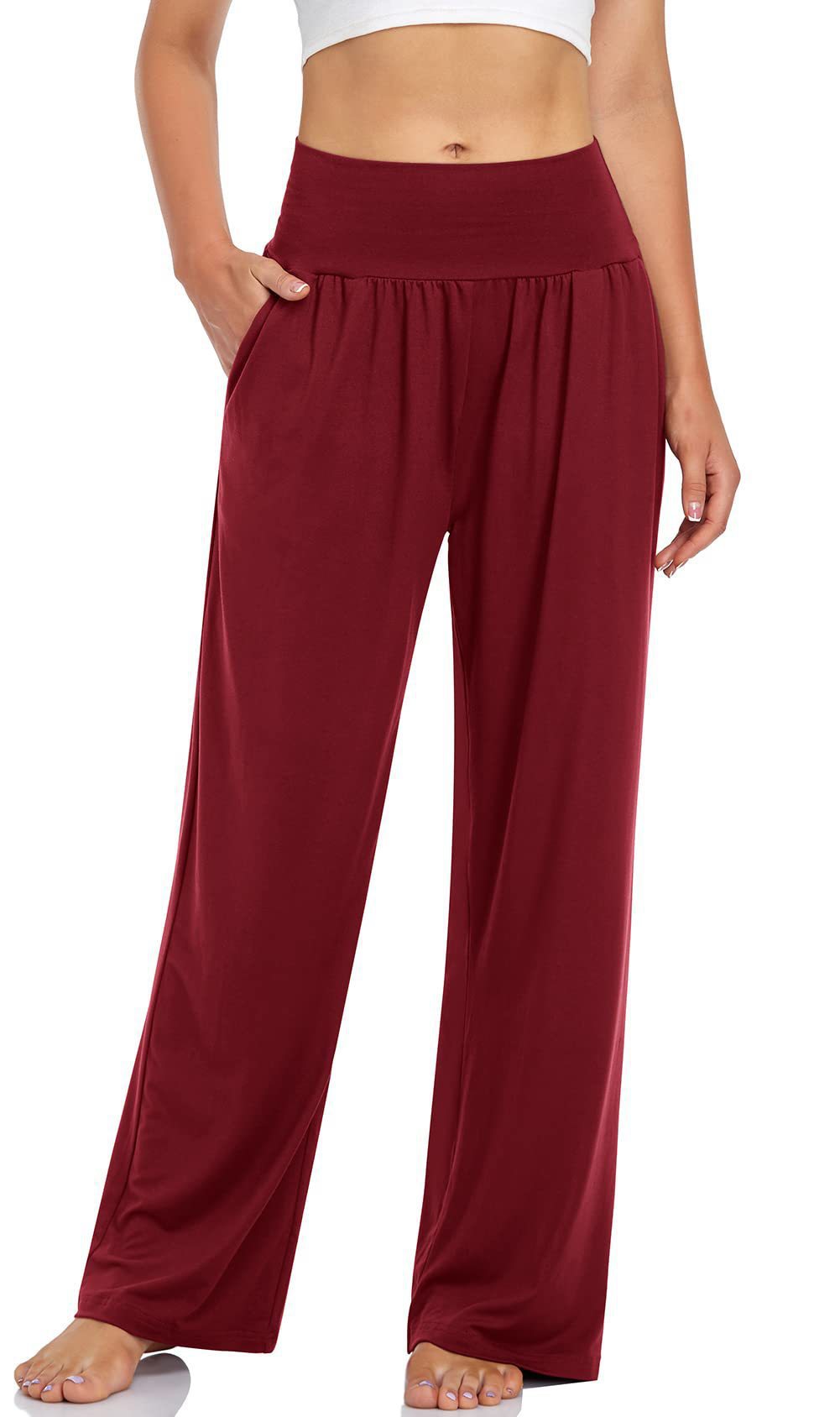 Women's High Waisted Wide Leg Yoga Pants with Pockets