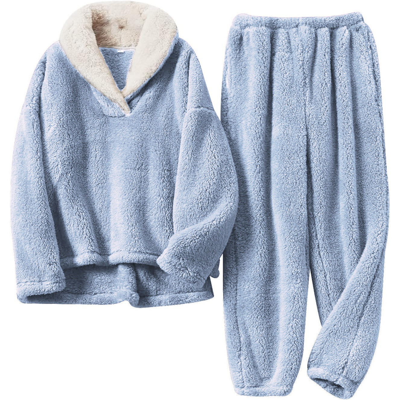 Women's Fuzzy Sherpa Pajama Set Winter Thick Lounge Wear