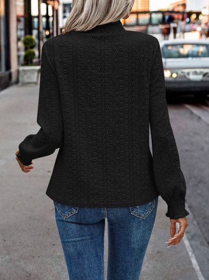 Boho Jacquard Lace Long Sleeve Blouse Top Women Elegant