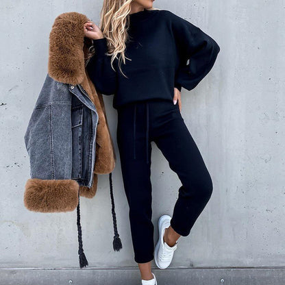 Women's Mock Neck Sweatshirt Jogger Lounge Set