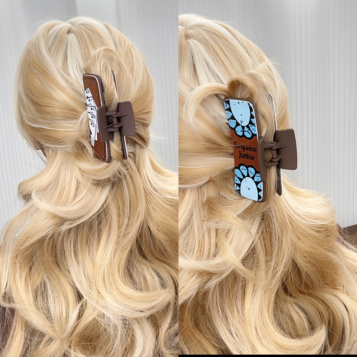 Western Poker Hair Claw Clip Cow Print Faux Leather