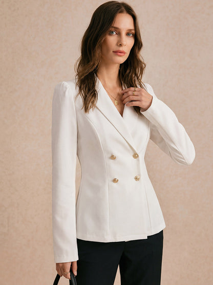 Women's Double Breasted Blazer Tailored Office Jacket